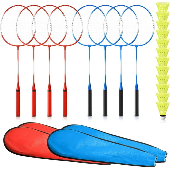 8 Pack Badminton Rackets Set Including Badminton Racquets, Nylon Shuttlecocks and Carry Bag for Outdoor Backyard Games Beginners
