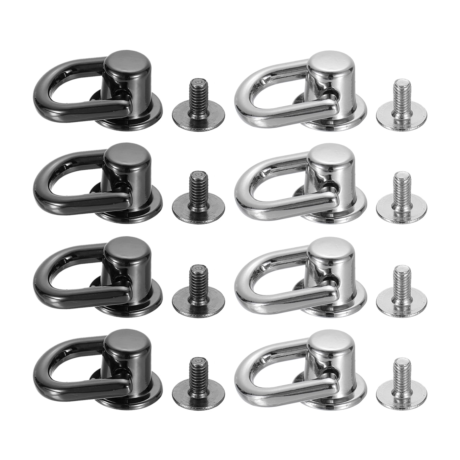 8 Pack Ball Post Head Button Studs with D Ring Screw Rivets, Black ...
