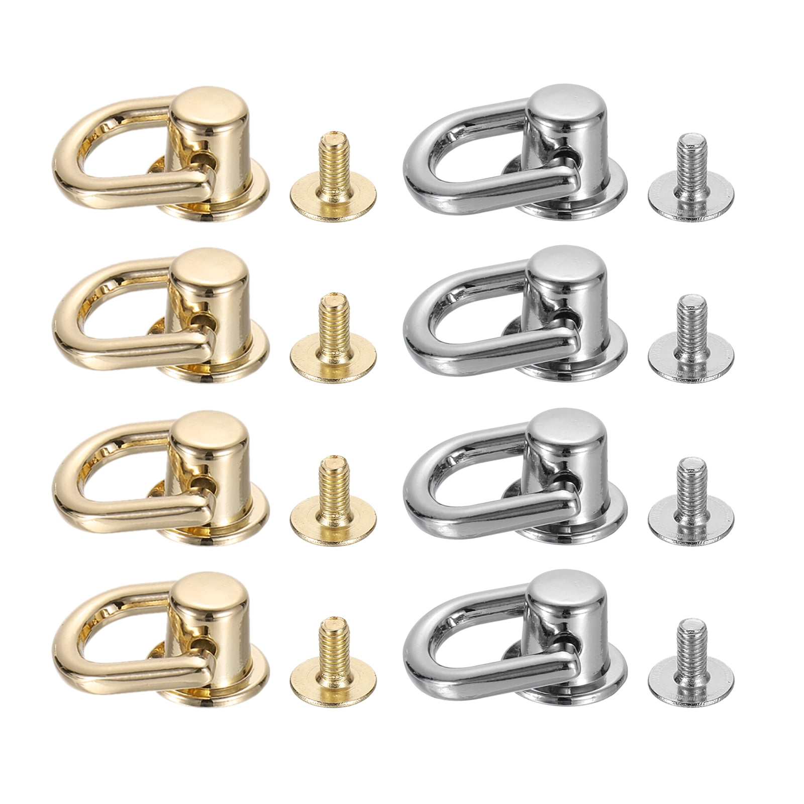 D Rings With Rivets 8 Pack Ball Post Head Button Studs with D Ring Screw Rivets, Gold ...