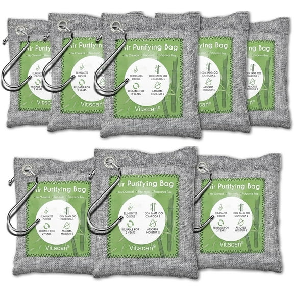8 Pack Bamboo Charcoal Air Purifying Bag, Activated Charcoal Bags Odor Absorber, Moisture Absorber, Natural Car Air Freshener, Shoe Deodorizer, Odor Eliminators For Home, Pet, Closet, Car
