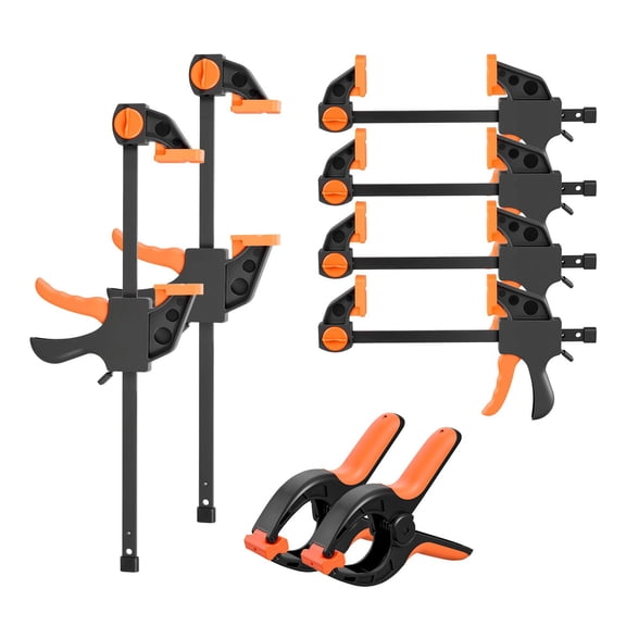 8-Pack Bar Clamps for Woodworking, 6" and 12" One-Handed Clamp and Spreader, 154lbs Load Limit Quick Release Wood Clamps & Spring Clamps