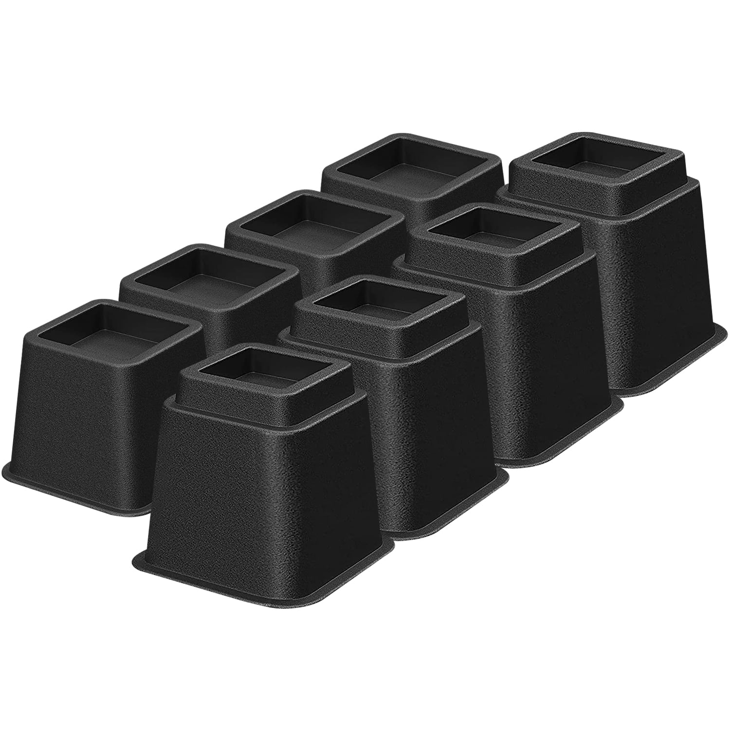 Heavy Duty Adjustable Black Plastic Bed Risers Set of 8