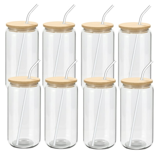 8 Pack Reusable 16oz Beer Can Shaped Borosilicate Glass Cups Set with