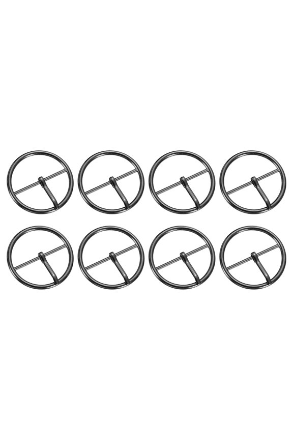 8 Pack Belt Buckle, 1.38" Single Prong Round Centre Bar Buckles, Dim Gray