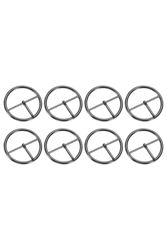 8 Pack Belt Buckle, 1.57" Single Prong Round Centre Bar Buckles, Dim Gray