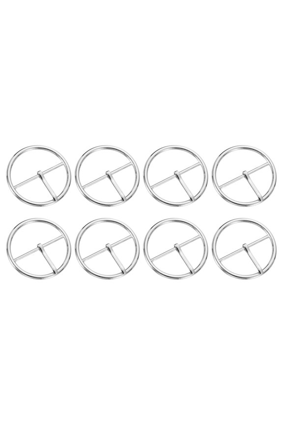 8 Pack Belt Buckle, 1.57" Single Prong Round Centre Bar Buckles, Silver