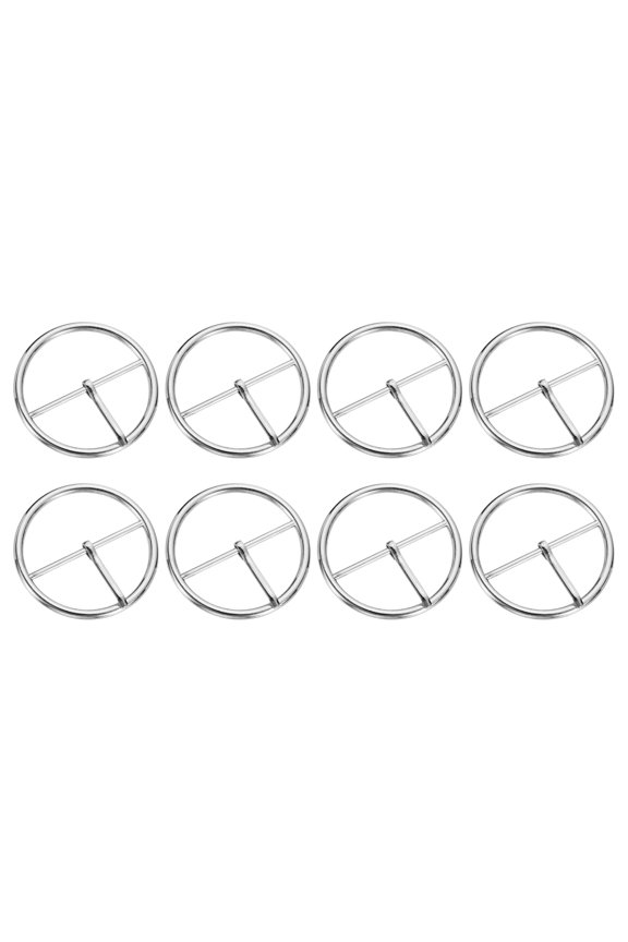 8 Pack Belt Buckle, 1.77" Single Prong Round Centre Bar Buckles, Silver