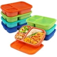 thumbnail image 1 of 8 Pack Bento Lunch Box Set 3 Compartment Wheat Straw Meal Prep Food Storage Containers Plastic, Microwave and Dishwasher Safe （Jewel Brights）, 1 of 6