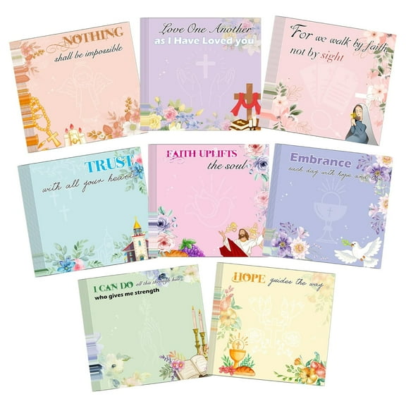 8 Pack Bible Sticky Notes Christian Notepads Inspirational Pads Religious Bible Verse Positive Quotes Notepads
