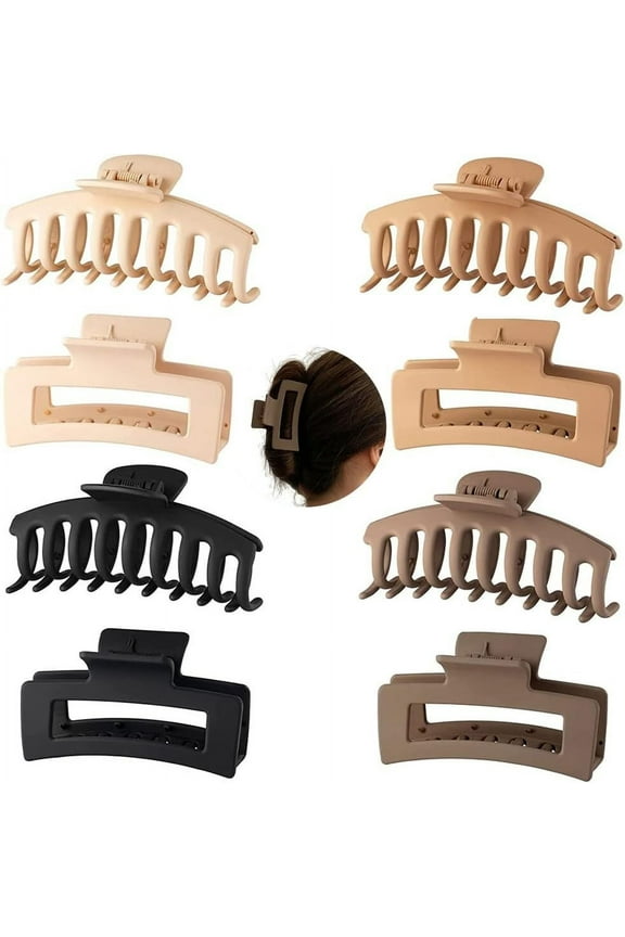 8 Pack Big Hair Claw Clips for Women, Large Claw Clips for Thick Hair Clips for Girls 4.33 Inch Nonslip Matte Jumbo Hair Clips (8 Pcs)