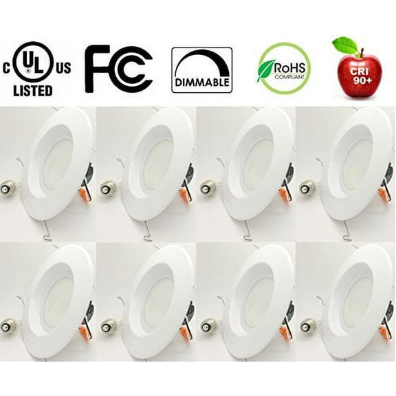 8 Pack Bioluz LED 5" / 6" 75 Watt Uses 12W 90 CRI Dimmable LED Retrofit Recessed Lighting Fixture - 3000K LED Ceiling Light 840 Lumen Soft White UL Listed JA8 CEC 2016 Title 20