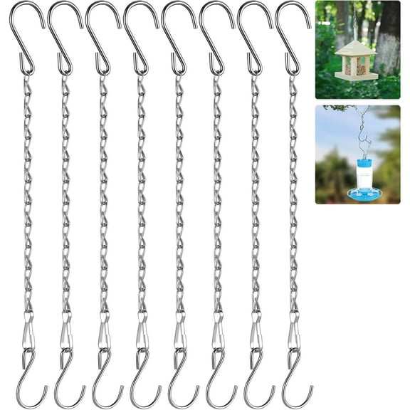 8 Pack Bird Feeder Hanging Chain, 11.8 Inches Plant Chains, Outdoor Use, Rust-Resistant, Durable Metal, Easy to Hang, Adjustable Length, Ideal for Birds & Gardens