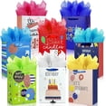 thumbnail image 1 of 8 Pack Birthday Gift Bags with Ribbon Handle and Tissue Paper Funny Glitter Happy birthday Gift Bags for Birthday Gift Wrapping Presents, 1 of 4
