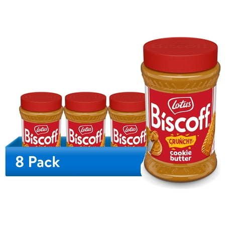 (8 pack) Lotus Biscoff Crunchy Cookie Butter, 13.4 oz, Nut-Free Spread, One Jar per Pack