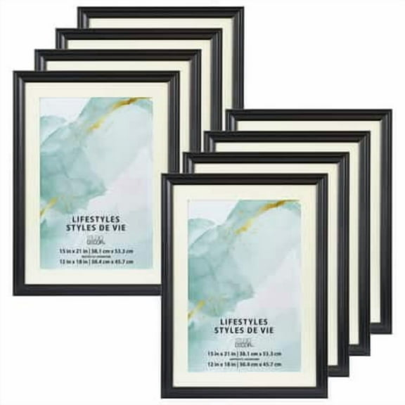 Studio Decor Black 12" x 18" Frame With Mat, Lifestyles, 8 Pack