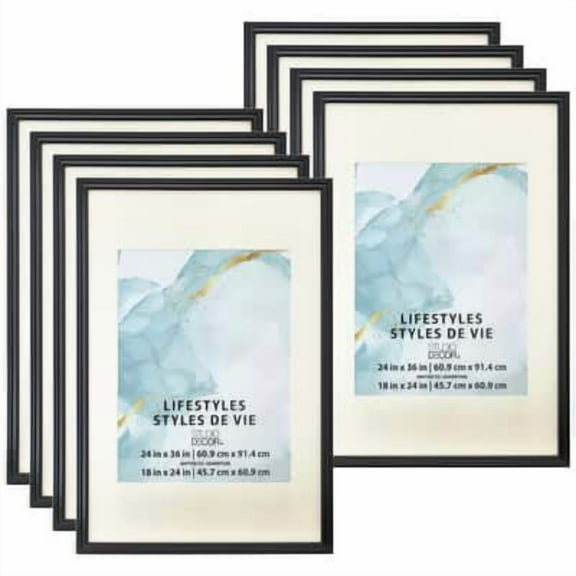 Studio Decor Black 18" x 24" Frame with Mat, Lifestyles, 8 Pack