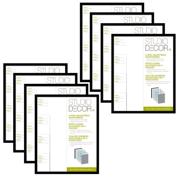 Black Adjustable-Depth 16 x 20" Shadow Box by Studio Decor - Memory Box Display Case for Keepsakes - Mementos - and Memorabilia - Bulk 8 Pack