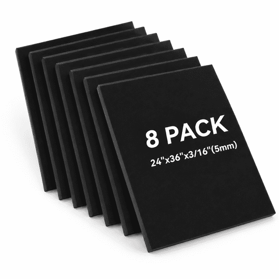 8 Pack Black Foam Core Boards, 24x36x3/16 Inches for Arts Crafts School Presentation Projects
