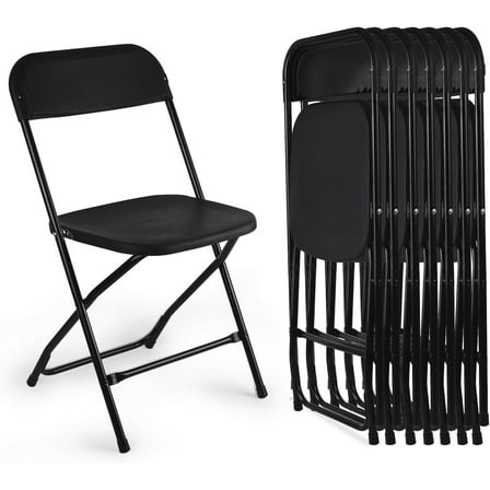 8 Pack Black Folding Chairs, Portable Stackable Commercial Foldable Chair, Indoor Outdoor Plastic Folding Chair for Events/Office/Home/Wedding/Party, 400lbs Capacity