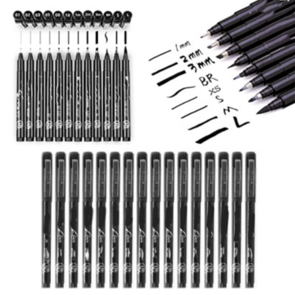 8 Pack Black Needle Brush Art Drawing Pens, Multi Size Nib Quick Dry Smooth Ink Anti-Fade Sketch Hook Line Marker for Comic Draft Student Artist Hand Drawn Creation,5.55"×0.39",1 Set