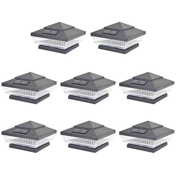 8 Pack Black Outdoor Garden 4 x 4 Solar 5-LED Post Deck Cap Square Fence Light Landscape Lamp PVC Vinyl Wood Bronze