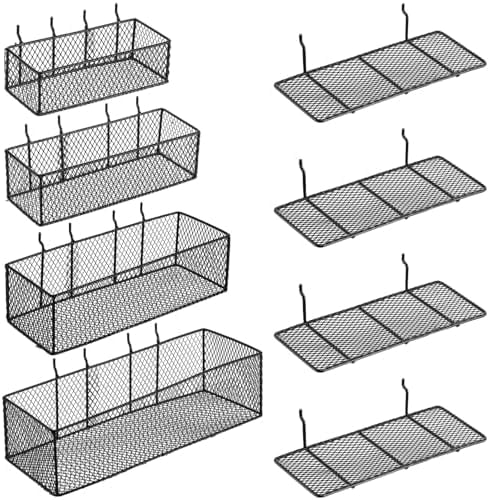 8-Pack Black Pegboard Baskets & Racks Set with Hooks - Square Wire ...