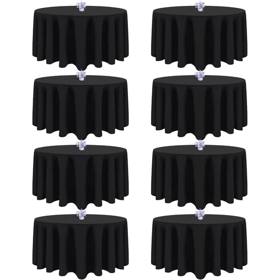 8 Pack Black Round Tablecloths 90 Inch Table Round Table Cloth, Wrinkle ...