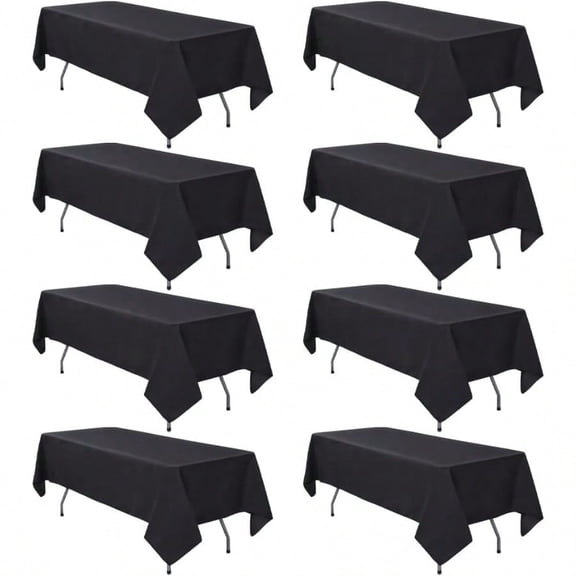 8 Pack Black Tablecloth 60 X 102 Inch Polyester Table Cloth For 6 Foot Rectangle Tables Wrinkle Resistant Washable Decorative Fabric Table Covers For Wedding Party Banquet Buffet And Camping