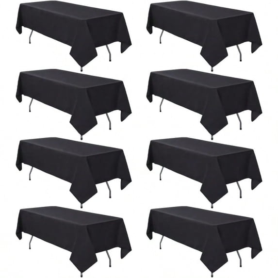 8 Pack Black Tablecloth 60 x 102 Inch Polyester Table Cloth for 6 Foot ...