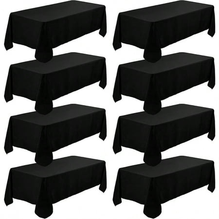 8 Pack Black Tablecloth 60 x 102 Inch Rec Table Clothes for 6 Foot Rec Tables Washable Polyester Fabric Table Covers for Wedding Party Reception Banquet Buffet Restaurant