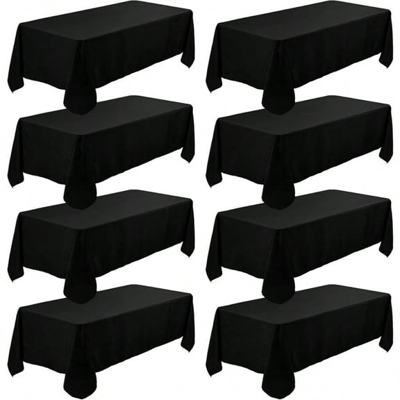 8 Pack Black Tablecloth 60 x 102 Inch Rec Table Clothes for 6 Foot Rec Tables Washable Polyester Fabric Table Covers for Wedding Party Reception Banquet Buffet Restaurant