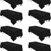 8 Pack Black Polyester Tablecloth For 2.4m Large Rectangular Tables,153x320cm Polyester Cloth Table Cloth Wrinkle Resistant Washable For Wedding