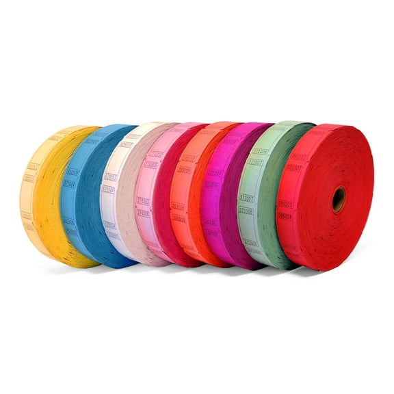 8 Pack Blank Roll Tickets - 2000 Blank Tickets per roll, (16,000) Raffle, Carnival, Auction, Fundraiser, Bingo or Drink Tickets, Assorted Colors
