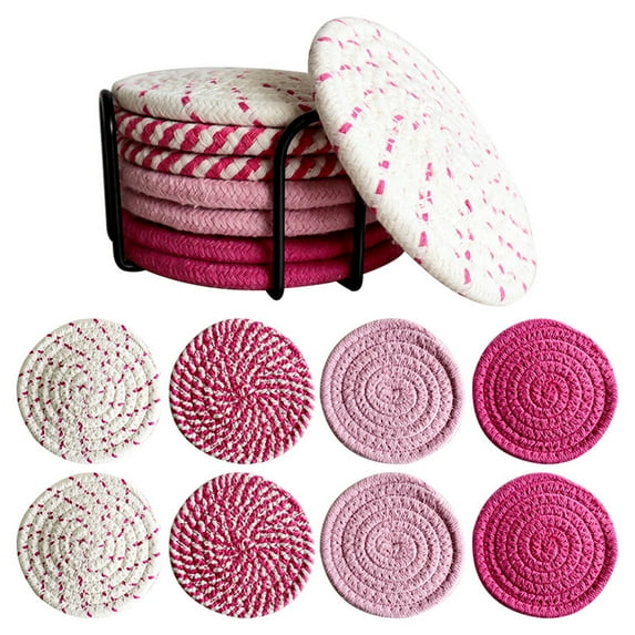 8-Pack Bohemian Style Cup Mats - Table Mats Drink Coasters Coffee Mug Mats Non-Slip Heat-Resistant Decorative Mats for Home Office Kitchen