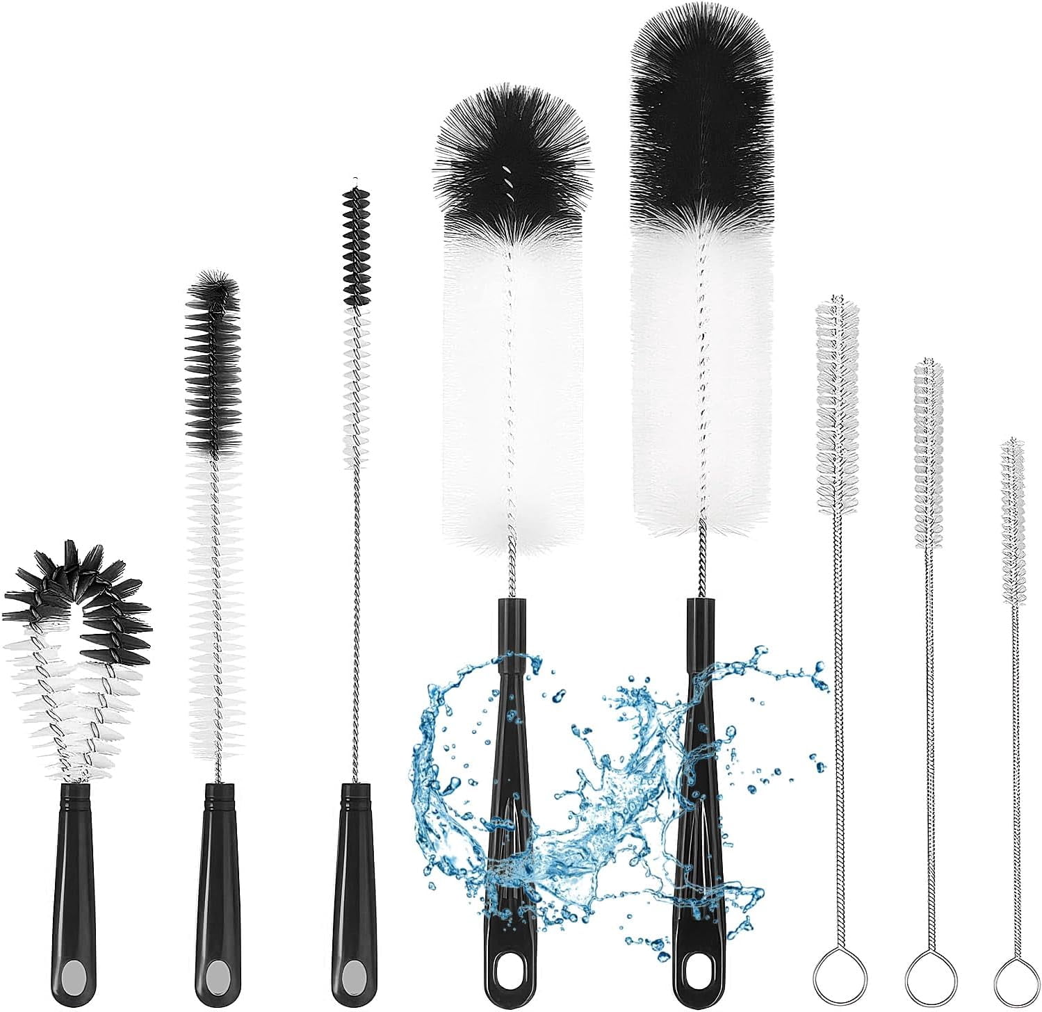 8-Pack Bottle Brushes with Straw Cleaner, Multifunctional Bottle Washing Brush with Hanging Hole, Suitable for Cleaning Bottles, Baby Bottles, Thermoses, and Caps