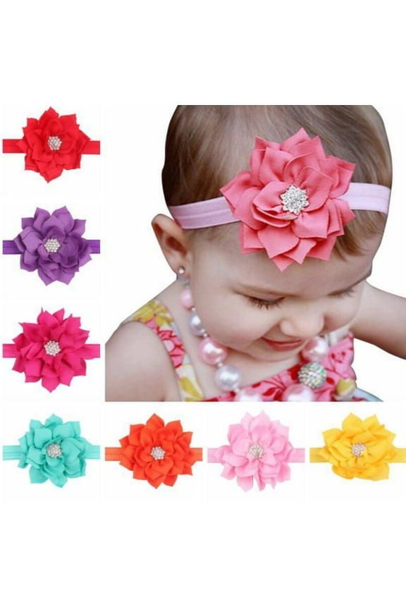 8-Pack Boutique Wave Hair Flower Headbands Charming Hair Bow Bands for Infant & Baby Girls TIKA