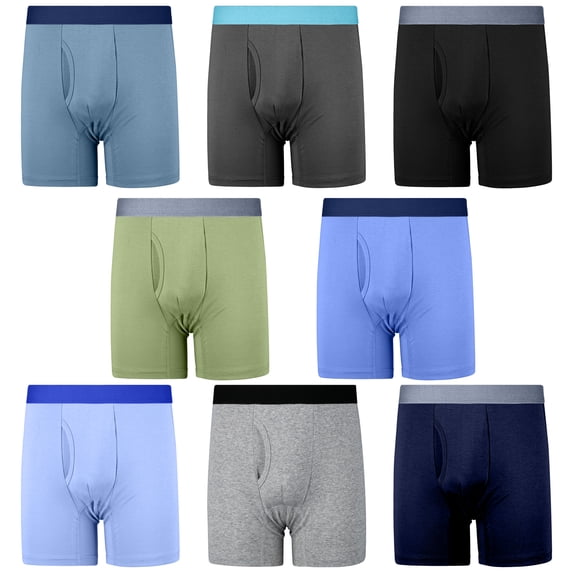 8-Pack Boys Cotton Boxer Briefs – Soft Breathable Underwear for Kids, Big Boys & Teens Ages 6–17, U-Pouch Fly Front, Tagless Comfort, Stay-Put Fit for Daily Wear & Travel