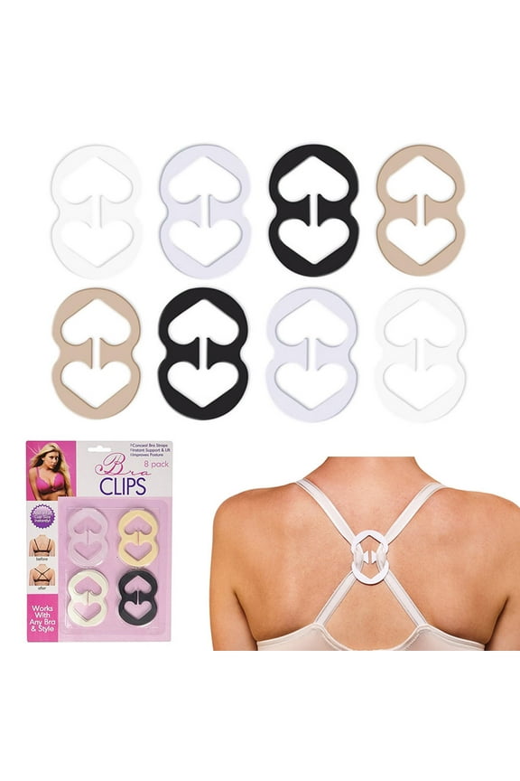 8 Pack Bra Strap Clips Back Anti-Slip Bra Straps Holder Buckles Cleavage Control