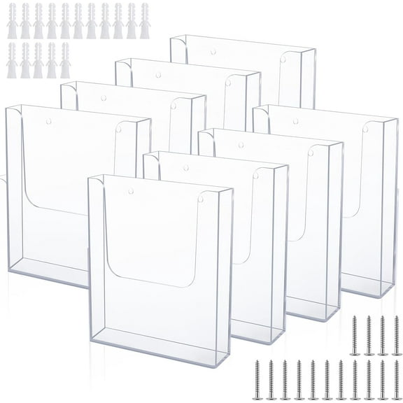 8 Pack Brochure Holder Wall Mount 8.5 x 11 Inch Clear Flyer Stand Acrylic Magazine Booklet Display Stand Plastic File Mail Literature Pamphlet Holder for Paper Organizer Rack Display
