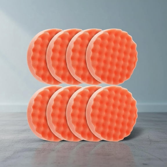 8 Pack Buffing Polishing Pads Waffle Buffing Pads, Orange Microfiber Buffing Pads Cutting Polishing Pad, Foam Polish Pad for Car Buffer Polisher Compounding, Polishing and Waxing