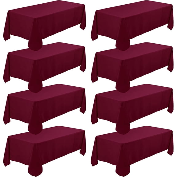8 Pack Burgundy Polyester Rectangle Tablecloth 60 x 102 Inch