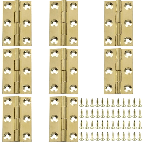 8 Pack Butt Hinge 1 Inch Mini Solid Brass Hinges for Small Cabinet, Folding Craft With Mounting Screws for Boxes, Gate, Drawer