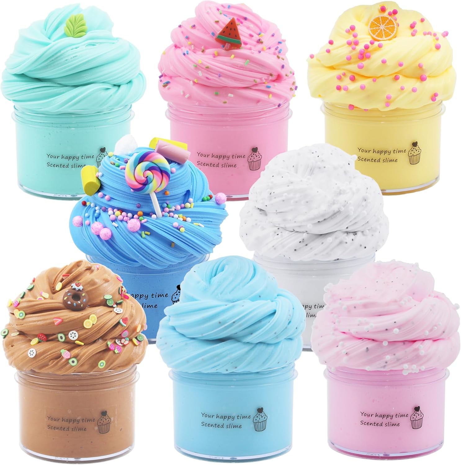 GEILEADER Axolotl Slime Kit - 5 Pack Crystal Butter Putty Set For Kids Age 5-12, Stress Relief Toys