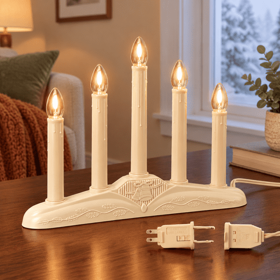 8 Pack C7 LED Window Candles with 5 Bulbs, Plastic Body for Indoor Decor