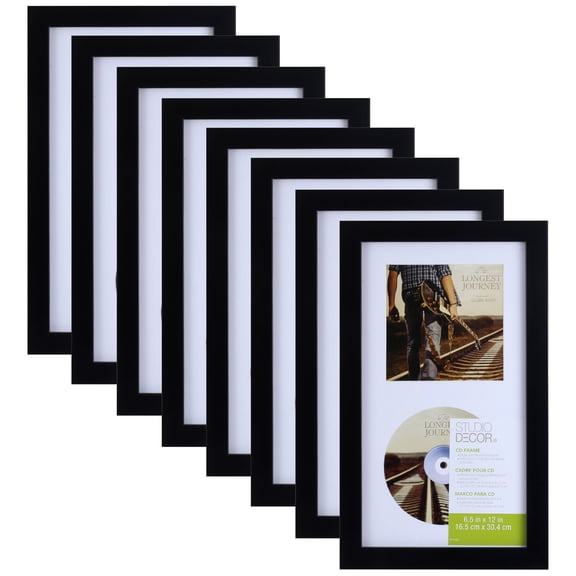 Studio Decor 6.5" x 12" Black CD Display Case - Frame and Preserve CD Cases Includes Hardware - Bulk 8 Pack