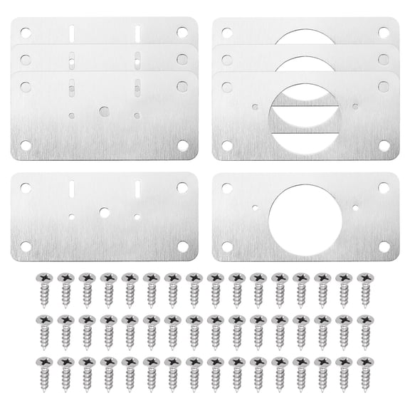 8 Pack Cabinet Hinge Repair Plate with Mounting Screws, Stainless Steel Hinge Repair Brackets Silver