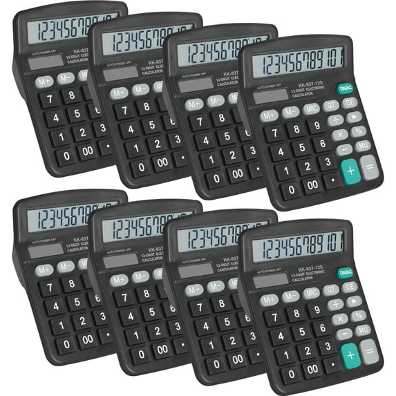 8 Pack Calculator Bulk, 12 Digits Calculators Desktop with Large LCD ...
