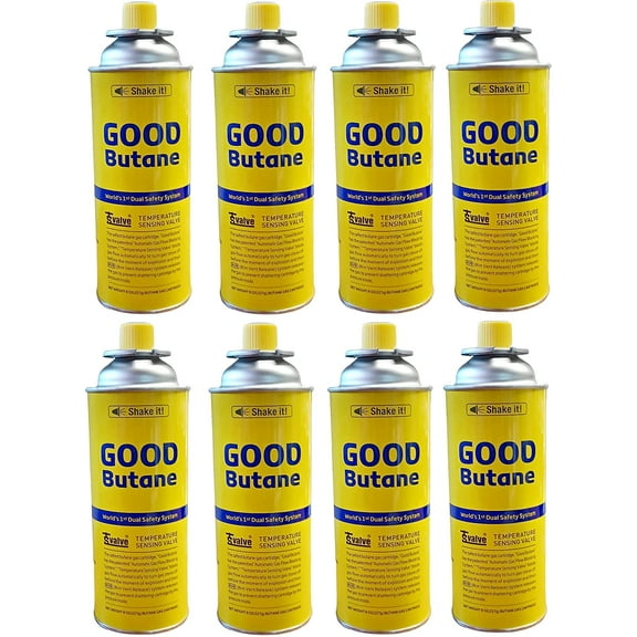 8 Pack - Camping Fuel Canisters for Portable Gas Stoves - UL/TSV/RVR Safety Certified - Made in Korea