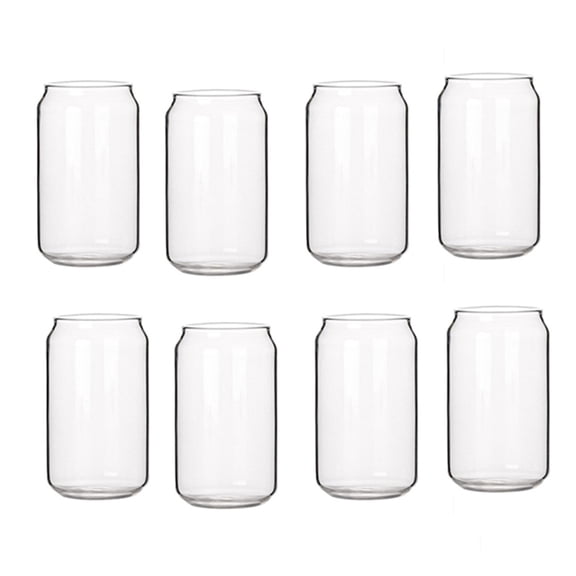 8 Pack Can Shape Glass Fashion Water Milk Juice Simple Juice Cup Beer Glass Shake Glass Dessert Cup Mug, 400ML