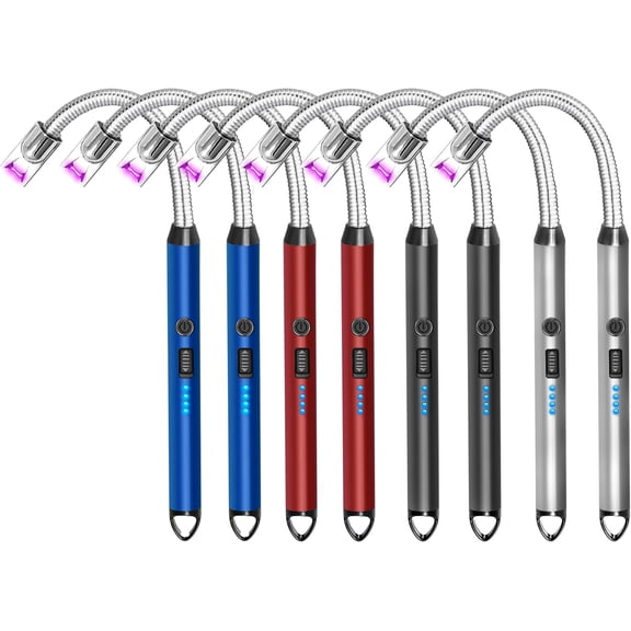 8 Pack Candle Lighter Electric Rechargeable Flameless Arc Lighters Flexible Neck USB Plasma Long Lighter for Candles BBQ Grill Camping Birthday Fireworks
